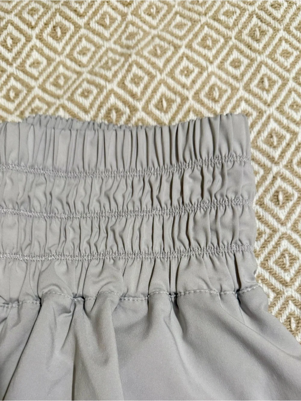 Nike Women's Light Gray Smocked-Waist Athletic Shorts